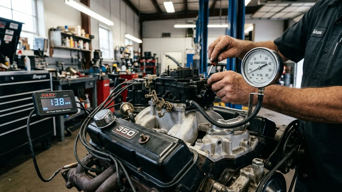Holley four-barrel carburetor and intake manifold calibration on a classic Chevrolet V8 powertrain