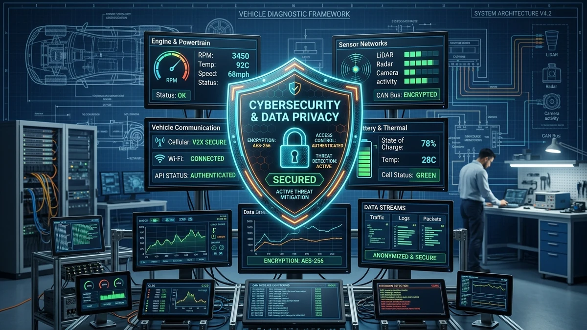 Automotive workshop terminal detailing local storage privacy architecture and zero-tracking compliance