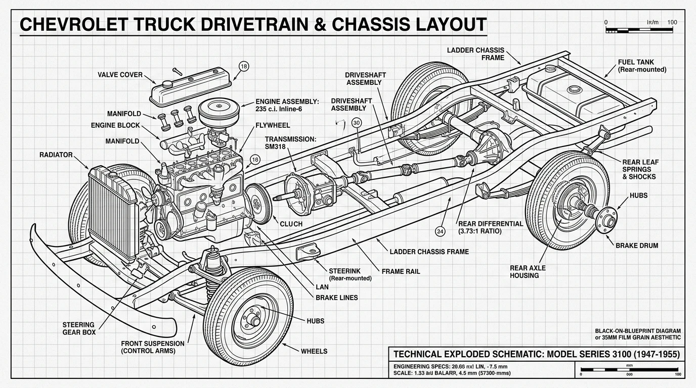 Technical directory index blueprint displaying organizational hierarchy of GM Squarebody truck documentation